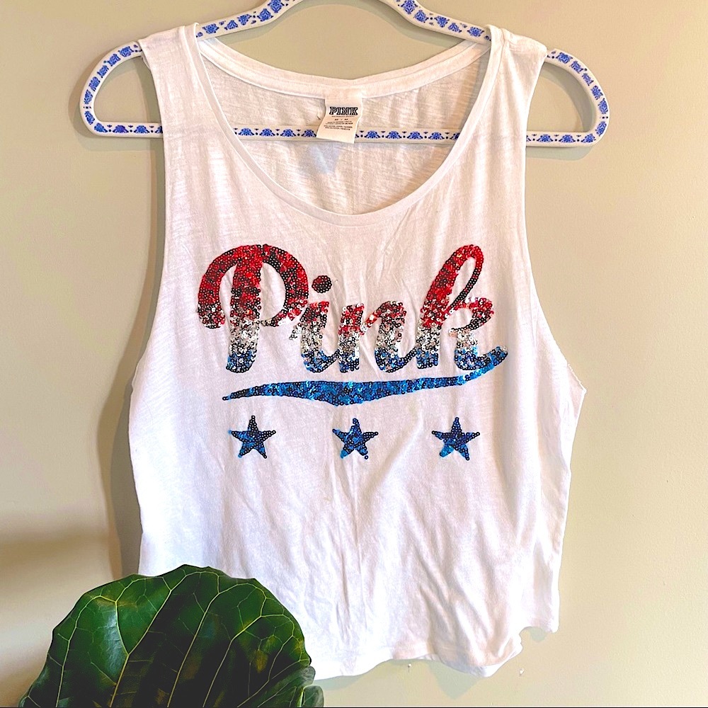 Patriotic Sequin PINK tank